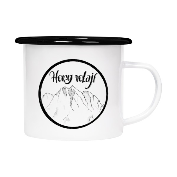 Plecháček - smaltový lem s potiskem Hory volají